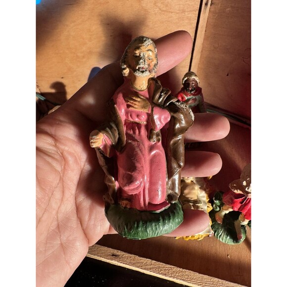 Vintage Christmas NATIVITY PIECES Set Of 10 Figures HAND PAINTED ITALY 1960s - Picture 14 of 16